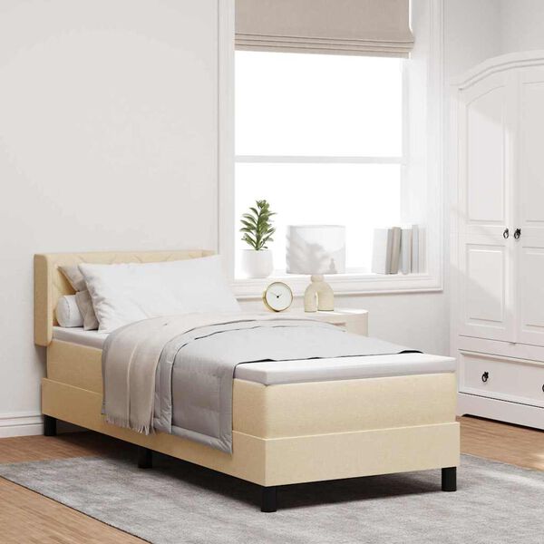 vidaXL Boxspringbett mit Matratze Creme 200 x 80 cm Polyester