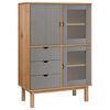 vidaXL Highboard OTTA Braun&Grau 85x43x125 cm Massivholz Kiefer