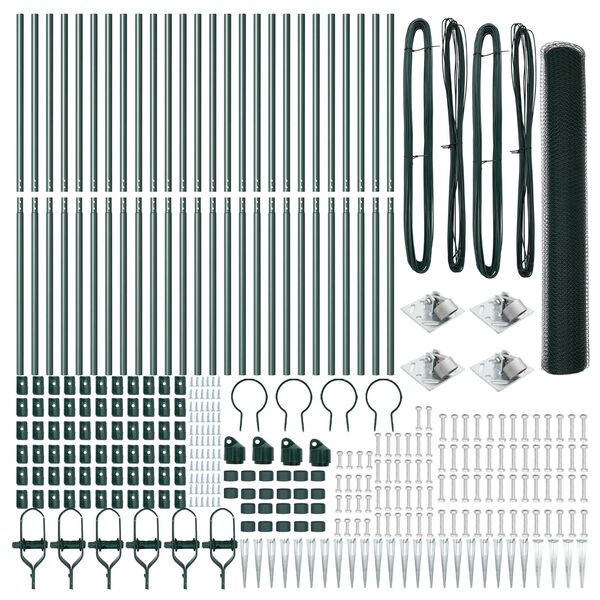 vidaXL Zaunpfosten Gr&uuml;n 50 x 1,4 m (25 mm Maschenweite) Stahl und PVC