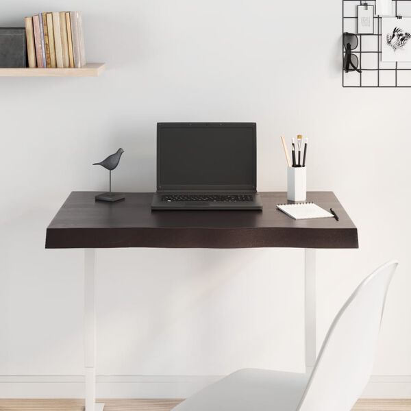 vidaXL Tischplatte 80x50x2 cm Massivholz Eiche Behandelt Baumkante