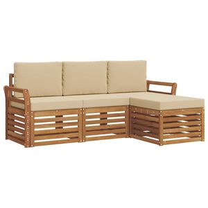 vidaXL Outdoor-Sofagarnitur mit Kissen 4 pcs Natur und Beige