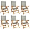 vidaXL Gartenstuhl Verstellbar 6 Stk. Grau Poly Rattan Massivholz