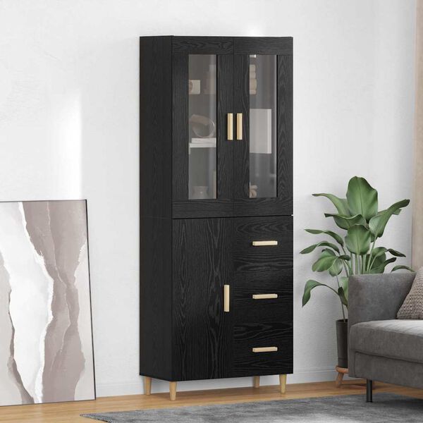 vidaXL Highboard Schwarz Eichen-Optik 69,5 x 34 x 180 cm Holzwerkstoff