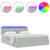 vidaXL Bett mit LED-Lichtleisten Hellgrau 180 x 200 cm Samt