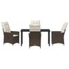 vidaXL Garten Essgruppe mit Kissen 5 pcs Braun Poly-Rattan
