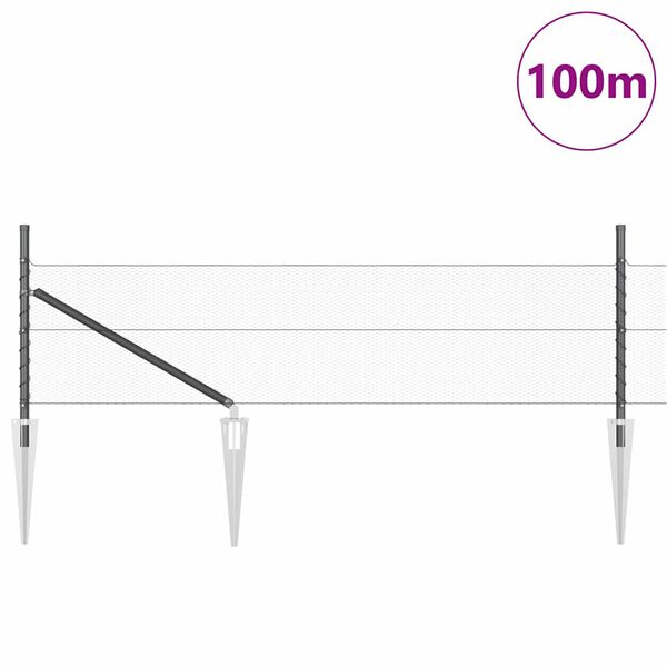 vidaXL Zaunpfosten Grau 100 x 0,4 m (13 mm Maschenweite) Stahl und PVC