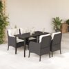 vidaXL 5-tlg. Garten-Essgruppe mit Kissen Schwarz Poly Rattan