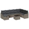 vidaXL Garten-Sofa-Set mit Kissen mit Speicher 9 pcs Grau Poly Rattan