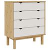vidaXL Schubladenschrank OTTA Braun&Wei&szlig; 76,5x39,5x90 cm Massivholz