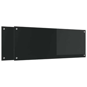 vidaXL K&uuml;chenr&uuml;ckwand 2 pcs Schwarz 110 x 40 cm Geh&auml;rtetes Glas