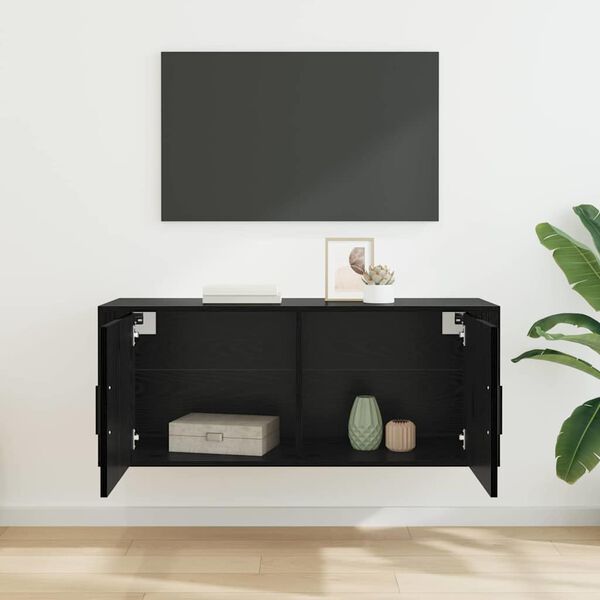 vidaXL Wandmontiertes TV-Regal Schwarz Eichen-Optik 100 x 34,5 x 40 cm