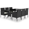 vidaXL 7-tlg. Garten-Essgruppe Poly Rattan Schwarz