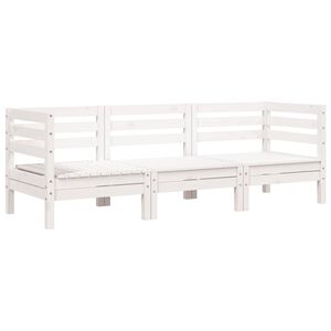 vidaXL Gartensofa 3-Sitzer Wei&szlig; Massivholz Kiefer