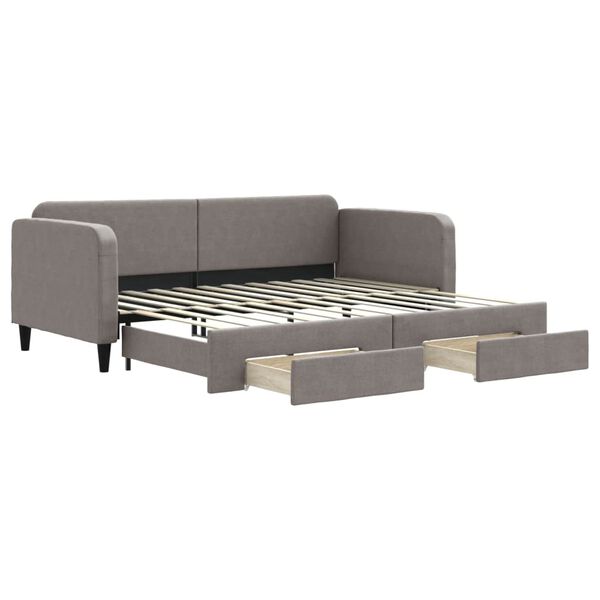 vidaXL Tagesbett Ausziehbar mit Schubladen Taupe 90x200 cm Stoff