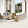 vidaXL Garten-Sofa-Set mit Kissen 10 pcs Beige Poly Rattan