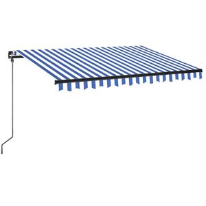 vidaXL Markise Manuell Einziehbar mit LED 350x250 cm Blau und Wei&szlig;