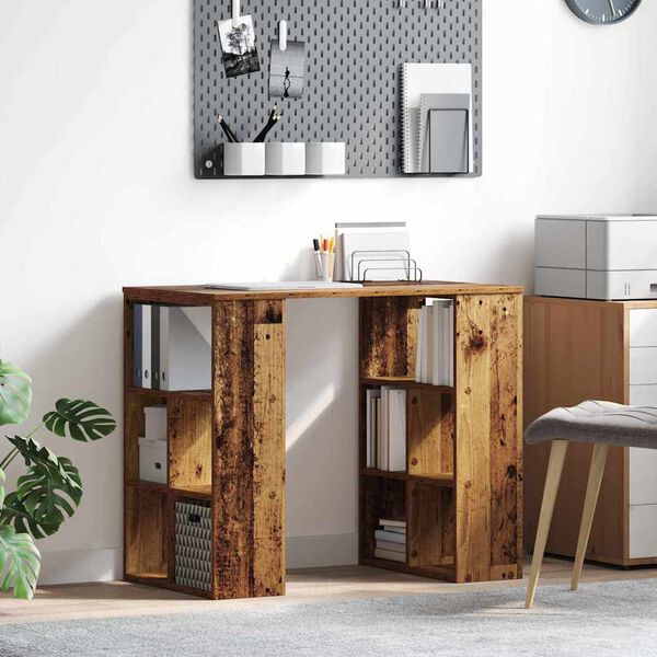 vidaXL Schreibtisch mit Regal Altholz 90 x 50 x 75 cm Holzwerkstoff