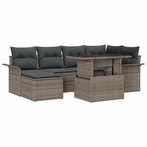 vidaXL Gartensofa-set mit Kissen 7 pcs Grau Poly-Rattan