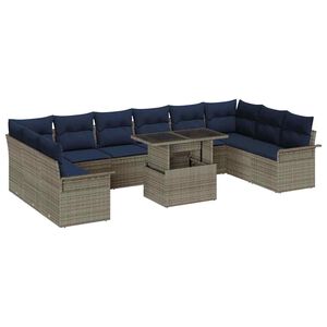 vidaXL Sofa Set 11 stk. Grau Poly-Rattan