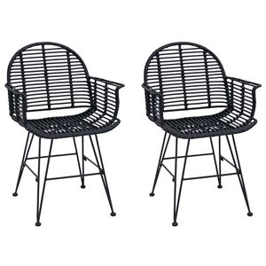 vidaXL Esszimmerstuhl 2 stk. Rattan und Eisen Schwarz 57 x 55 x 85 cm