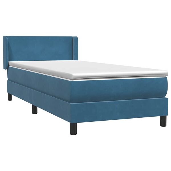 vidaXL Boxspringbett mit Matratze Dunkelblau 100x210 cm Samt