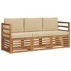 vidaXL Sofagarnituren 3 stk. Natur und Beige Massivholz Akazie