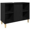 vidaXL Badezimmerm&ouml;bel-Set mit Speicher 3 pcs Schwarz Holzwerkstoff