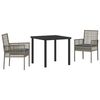 vidaXL Garten Essgruppe mit Kissen 3 pcs Grau Poly-Rattan
