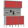 vidaXL Werkbank 8 Stk. Rot und Grau Ingenieure Holz und Stahl