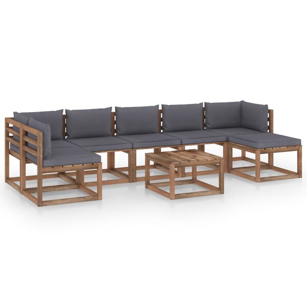 vidaXL 8-tlg. Garten-Lounge-Set mit Kissen in Anthrazit