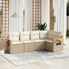 vidaXL 5-tlg. Garten-Sofagarnitur mit Kissen Beige Poly Rattan