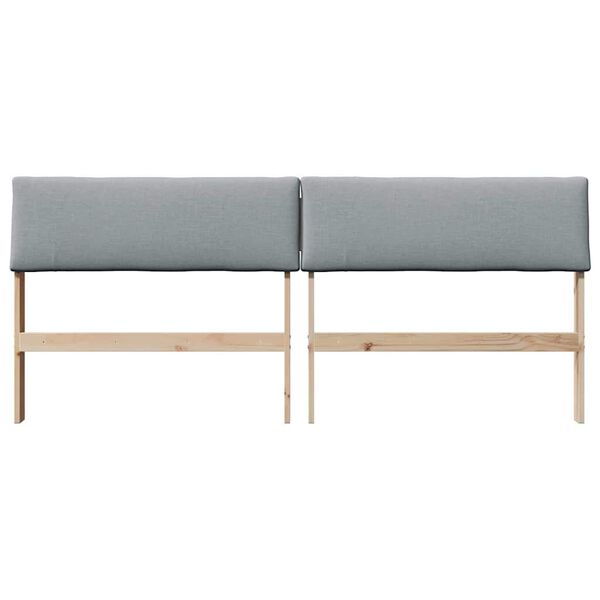 vidaXL Gepolstertes Kopfteil Hellgrau 200 cm Massives Kiefernholz