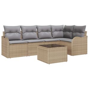 vidaXL Gartensofa-set mit Speicher 6 pcs Beige Poly-Rattan
