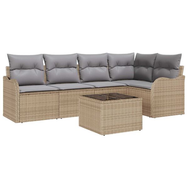 vidaXL Gartensofa-set mit Speicher 6 pcs Schwarz Poly-Rattan