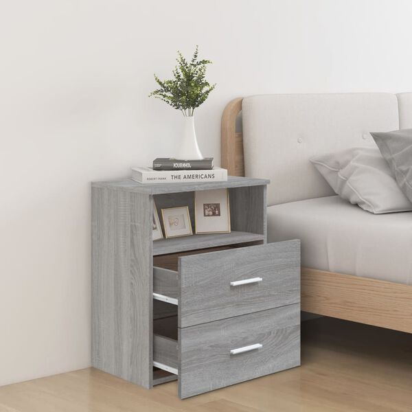 vidaXL Nachttische 2 Stk. Grau Sonoma 50x32x60 cm