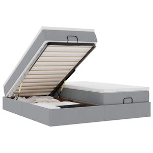 vidaXL Ottoman-Bett mit Matratzen Hellgrau 180x200 cm Stoff