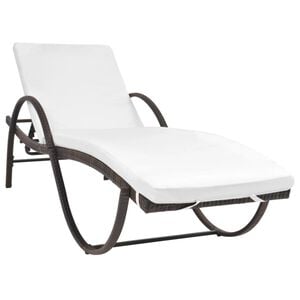 vidaXL Sonnenliege mit Auflage Poly Rattan Braun