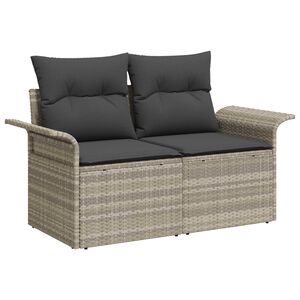 vidaXL Gartensofa mit Kissen Hellgrau 141 x 62 x 69cm Poly-Rattan