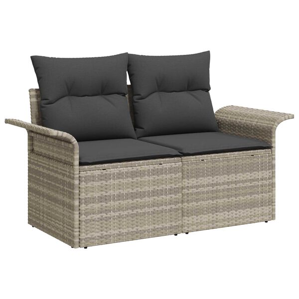vidaXL Gartensofa mit Kissen Hellgrau 141 x 62 x 69cm Poly-Rattan