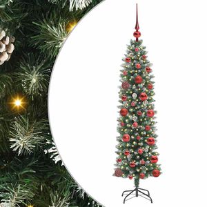 vidaXL K&uuml;nstlicher schlanker Weihnachtsbaum Gr&uuml;n und Wei&szlig; 120 cm
