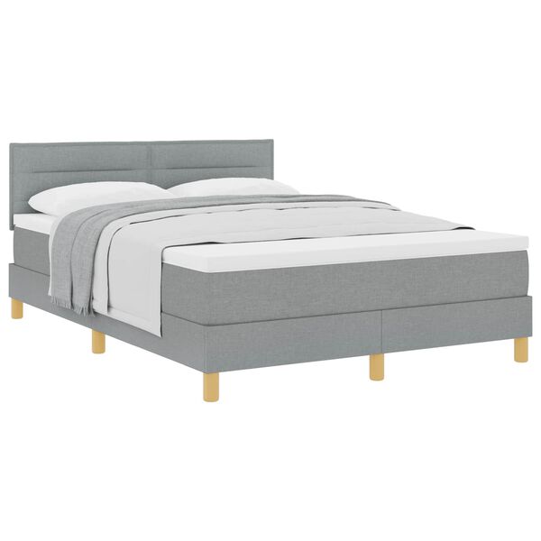 vidaXL Boxspringbett mit Matratze Hellgrau 160 x 200 cm Stoff