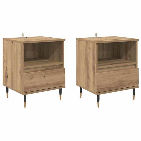 vidaXL Nachttisch 2 pcs Artisan-Eiche 40 x 35 x 50 cm Holzwerkstoff