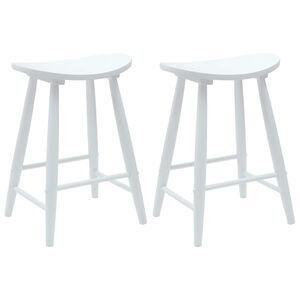 vidaXL Esszimmerst&uuml;hle 2 stk. Massives Gummiholz Wei&szlig; 46 x 37 x 63 cm