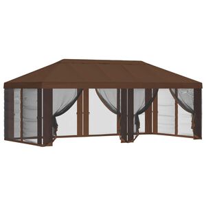 vidaXL Pavillon Dach mit Seitenw&auml;nden Braun 600,5 x 300,5 cm Polyester
