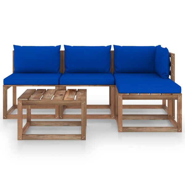 vidaXL 5-tlg. Garten-Lounge-Set aus Paletten mit Kissen Kiefernholz