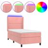 vidaXL Boxspringbett mit Matratze & LED Rosa 90x190 cm Samt