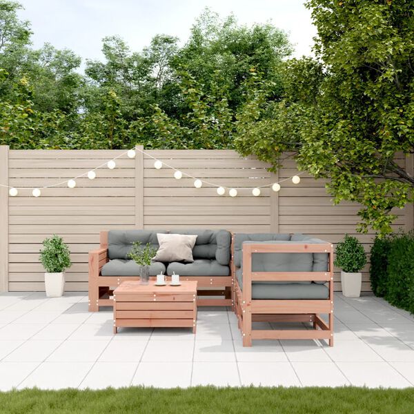 vidaXL 5-tlg. Garten-Lounge-Set mit Kissen Massivholz Douglasie