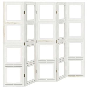 vidaXL 5-tlg. Raumteiler Wei&szlig; Massivholz Paulownia