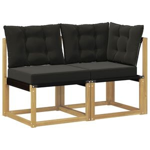 vidaXL Outdoor Mittel- und Ecksofa mit Kissen 2 St&uuml;ck Wei&szlig;