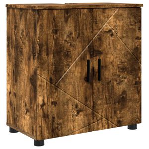 vidaXL Badezimmerschrank mit T&uuml;r Ger&auml;ucherte Eiche 61 x 35 x 64 cm